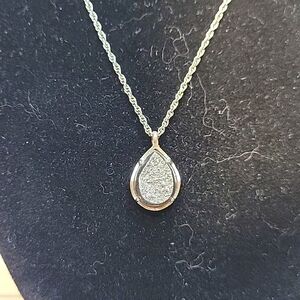 Kendra Scott Silver Druzy Necklace 18" + 2" Extension